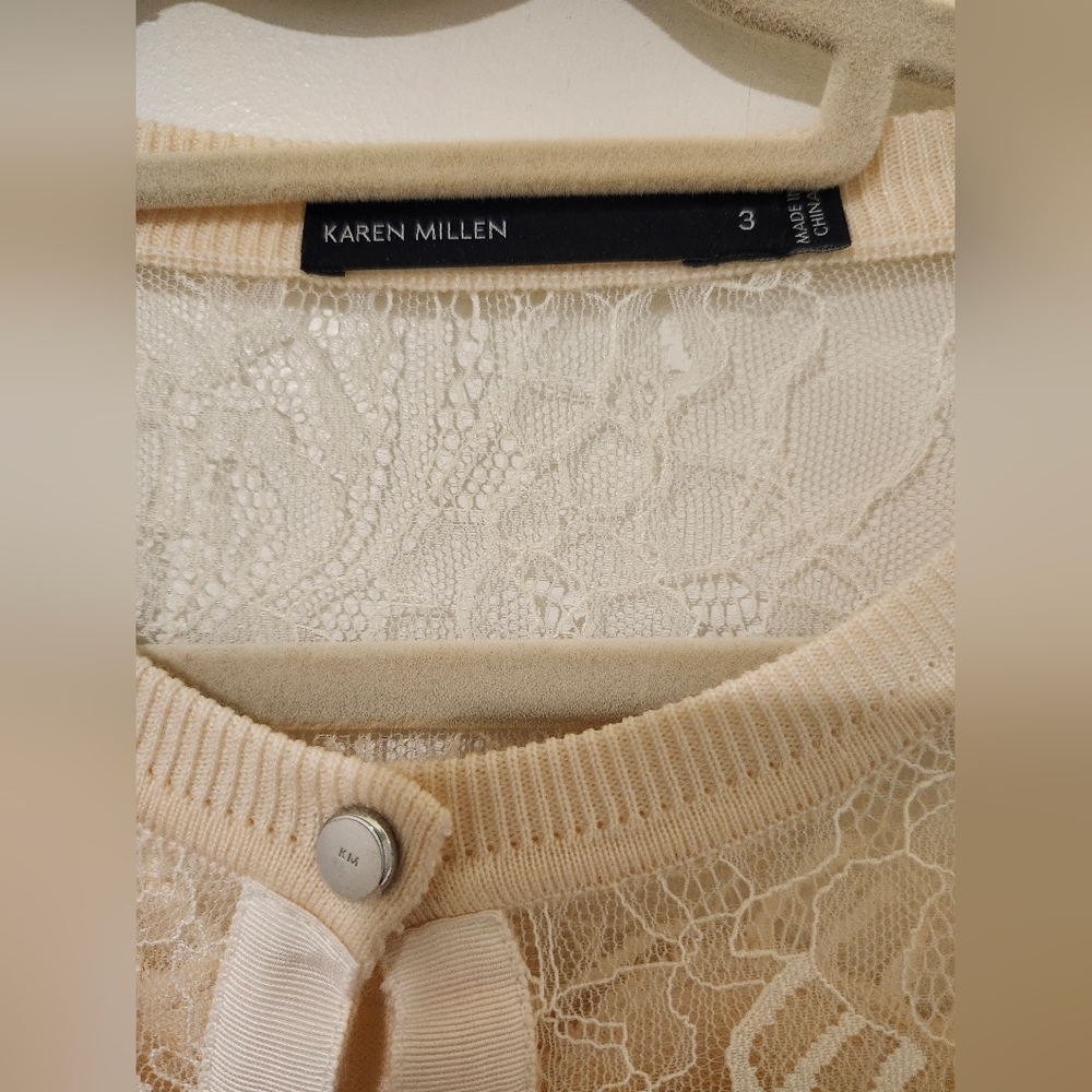 Karen Millen Wool Knit Lace Cardigan Size 3 - Picture 4 of 6